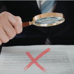 Homem analisando documentos com lupa indicando cidadania portuguesa negada