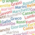 Mural com sobrenomes italianos.