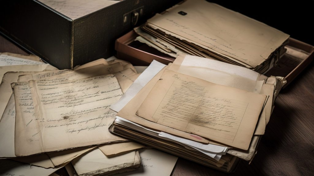 Pilha de documentos antigos.